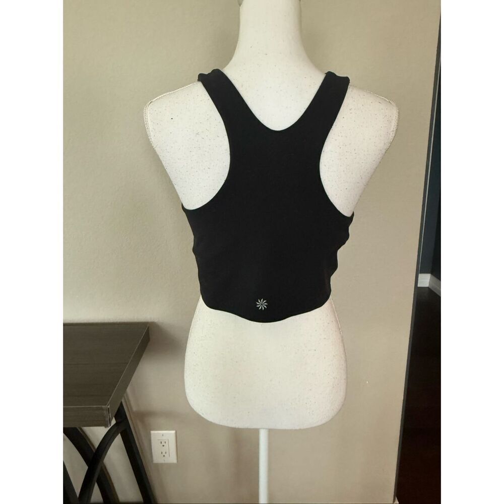 Athleta Black High Neck Crop Racerback Sports Bra Medium - Picture 2 of 6